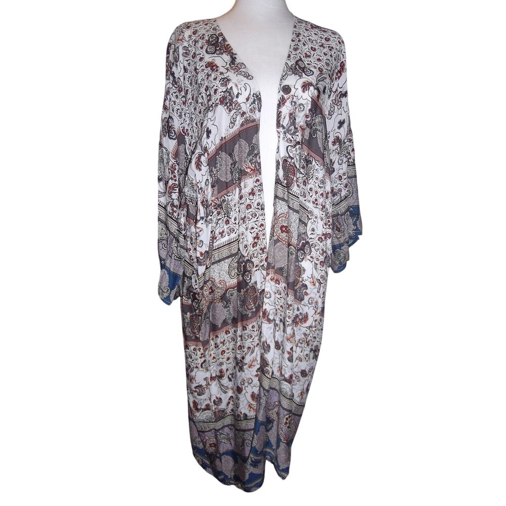 Pasley V-Neck Short Sleeves Open Kimono One Size